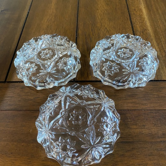 Set of 3 Vintage Crystal Cut Glass Ash Trays - Picture 9 of 11